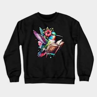 Hummingbird Reading a Book Crewneck Sweatshirt